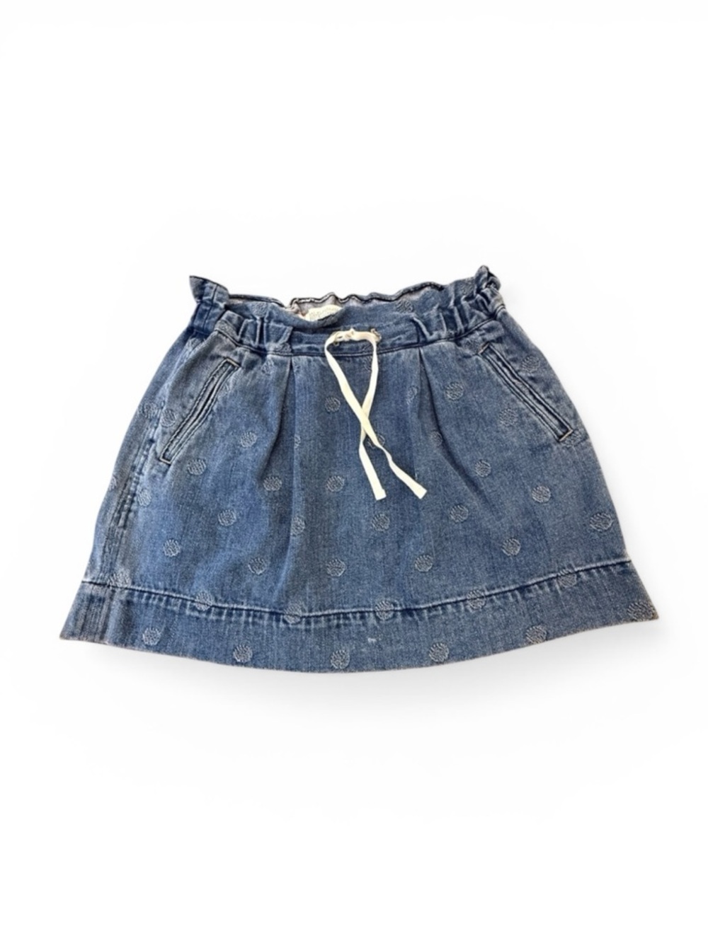 Marc by Marc Jacobs Embroidered Polka Dot Denim Paperbag Mini Skirt Size Small
